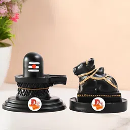 DARIDRA BHANJAN Black Shivling Nandi Religious Idol Showpiece-38