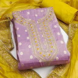 Maroosh Floral Embroidered Zari Work Unstitched Dress Material-picture-5