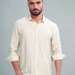 Blu MNKY Men Solid Smart Slim Fit Casual Shirt-image-3