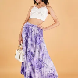 LookShine Abstract Printed A-Line Maxi Skirt-picture-4