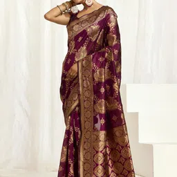 KAYOMMI Women Woven Design Zari Banarasi Saree-image-47