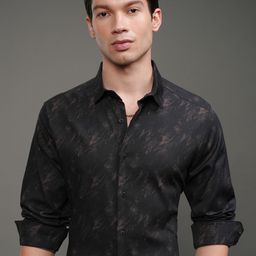 HIGHLANDER Men Slim Fit Spread Collar Abstract Printed Formal Shirt-image-49