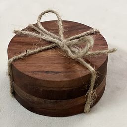 Wood Chop Beige 4 Pieces Wooden Coasters-27