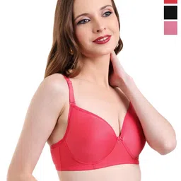 INGRID Women Pack of 3 Medium Coverage Heavily Padded Cotton Everyday Bra-picture-5