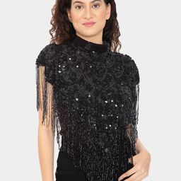 HAUTEMODA Women Embellished Waterfall Shrug-41