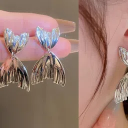 AKISON JEWELS Sillver Plated Fish Tail Studs Earrings-image-50
