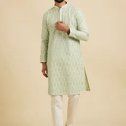 Manyavar Ethnic Motifs Mandarin Collar Straight Kurta With Pyjamas-picture-21