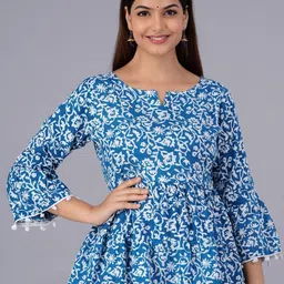 THE WHITE FEATHERS Women Ethnic Print Bell Sleeve Peplum Top-image-62