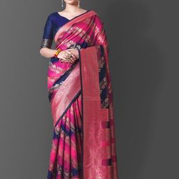 Quelea Ethnic Motifs Zari Woven Pure Silk Banarasi Saree-image-77