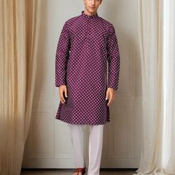 Anouk Rustic Geometric Printed Band Collar Straight Kurta-picture-15