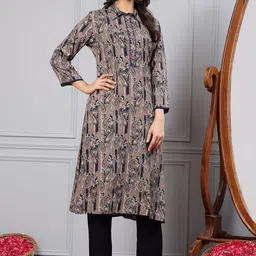 Nayam By Lakshita Paisley Printed Shirt Collar A-Line Kurta With Palazzos-12