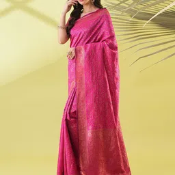 KALINI Pink Silk Blend Woven Design Sarees-picture-58