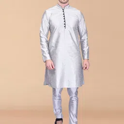 PRINTINDIA Men Regular Pure Silk Kurta with Churidar-picture-12