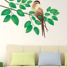 LANSTICK Green & Brown Printed Beautiful Birds Wall Sticker-image-47