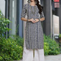 Moda Rapido Selection Of 3 Geometric Printed Round Neck Straight Kurtas-picture-5
