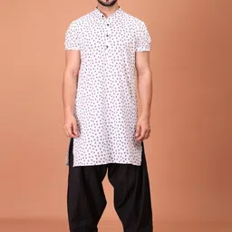 SHIWAM ETHNIX Abstract Printed Band Collar Cotton Straight Kurta-image-14