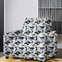 Stylista Yellow And Blue Printed Stretchable Sofa Cover With Arms-image-54