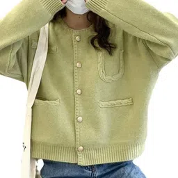 Mast & Harbour Women Collarless Self Design Open Front Jacket-picture-32