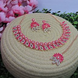 VATSALYA creation Alloy Gold- plated Ruby Red Jewellery Set - Pack of 3 image 1