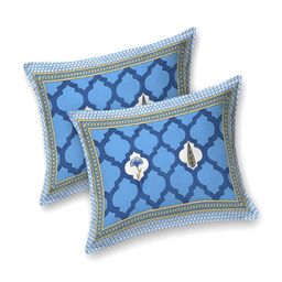 Desi Mantra Blue & White Floral 120 TC Queen Bedsheet with 2 Pillow Covers-image-26