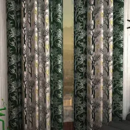 BELLA TRUE Green & Grey 2 Pieces Floral Window Curtains-image-35