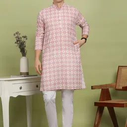FUBAR Men Geometric Embroidered Kurta with Pyjamas-picture-38