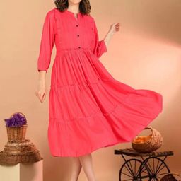 OZIA Print Fringed Fit & Flare Dress-image-21