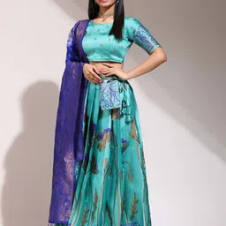 Payu Semi-Stitched Lehenga & Unstitched Blouse With Dupatta image 2