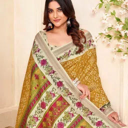 K 5 Fashion Floral Printed Woven Design Border Saree-image-73