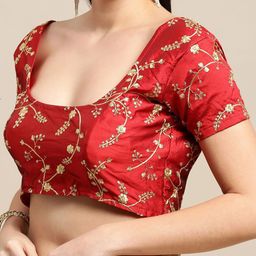 Warthy Ent Woven Design Embroidered Net Fusion Saree image 4