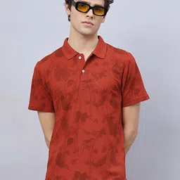 RELANE Men Floral Printed Polo Collar Cotton T-shirt-picture-11