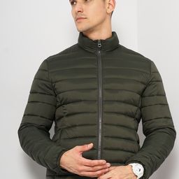 Celio Men Stand Collar Solid Puffer Jacket-picture-36