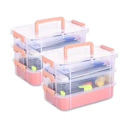 Kuber Industries Peach-Coloured Set of 2 Water Resistant Multi-Utility Organisers-36