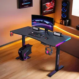 The Better Home Black Wooden Electric Height Adjustable Gaming Desk Study Table-16