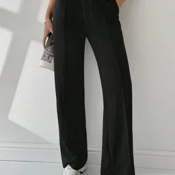 QIOA Women Relaxed High-Rise Wrinkle Free Pleated Formal Trousers-image-77