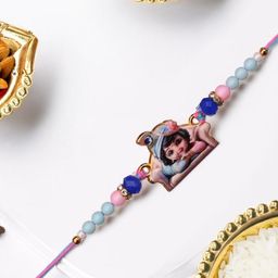 Ziory Divine Metal Krishna Rakhi with Roli and Chawal-image-18