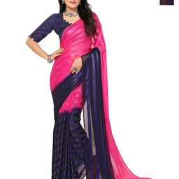 Moda Rapido Set of 2 Striped Half and Half Sarees-image-39