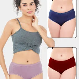 Trylo Pack Of 3 Assorted Hipster Briefs Riza Elena Panty-Assorted Colours-2XL-picture-16