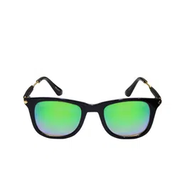 REDEX Unisex Green Lens & Black Wayfarer Sunglasses with image 2