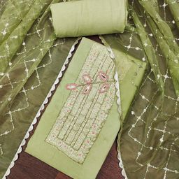 HERE&NOW Embellished Pure Cotton Unstitched Dress Material-image-64