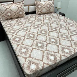 Pure Decor Brown & White Ethnic Motifs 350 TC Queen Bedsheet with 2 Pillow Covers-picture-22