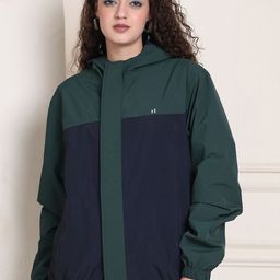 HOUSE OF VEDAS Color Blocked Waterproof Hooded Rain Jacket-image-54