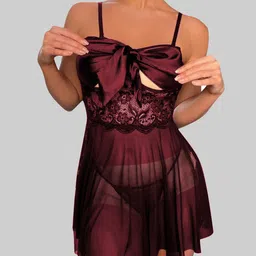 Krelin Women Self Design Net Baby Doll-image-62