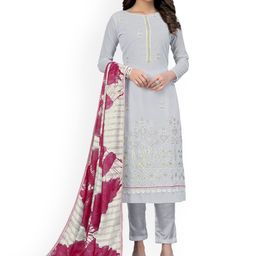HERE&NOW Floral Embroidered Sequinned Unstitched Dress Material-picture-30