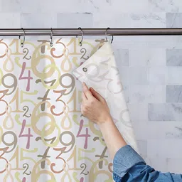 ArtzFolio White & Yellow Printed Waterproof Shower Curtains-picture-13