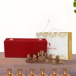 INTERNATIONAL GIFT pooja & home dcor Copper-Toned Religious Idol Showpiece With 6 Diya-image-54