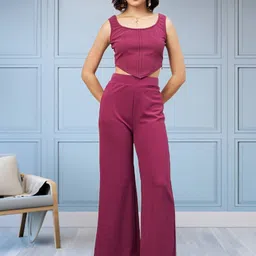 all about you Scoop Neck Corset-Top With Flared Palazzos Co-Ords-image-54