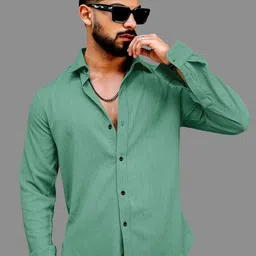 IKON FASHION Men Original Fit Solid Spread Collar Casual Shirt-picture-49