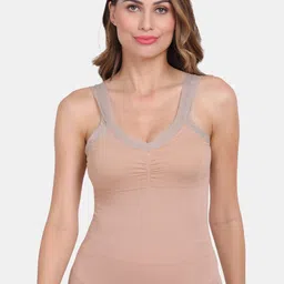 Amour Secret Women Beige Lightly-Padded Stretch Fit Seamless Camisole-image-80