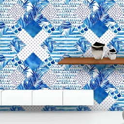 ArtzFolio Printed UV-Resistant Anti-Bacterial Abstract Blue Geometric Elements Peel & Stick Wallpaper-image-85
